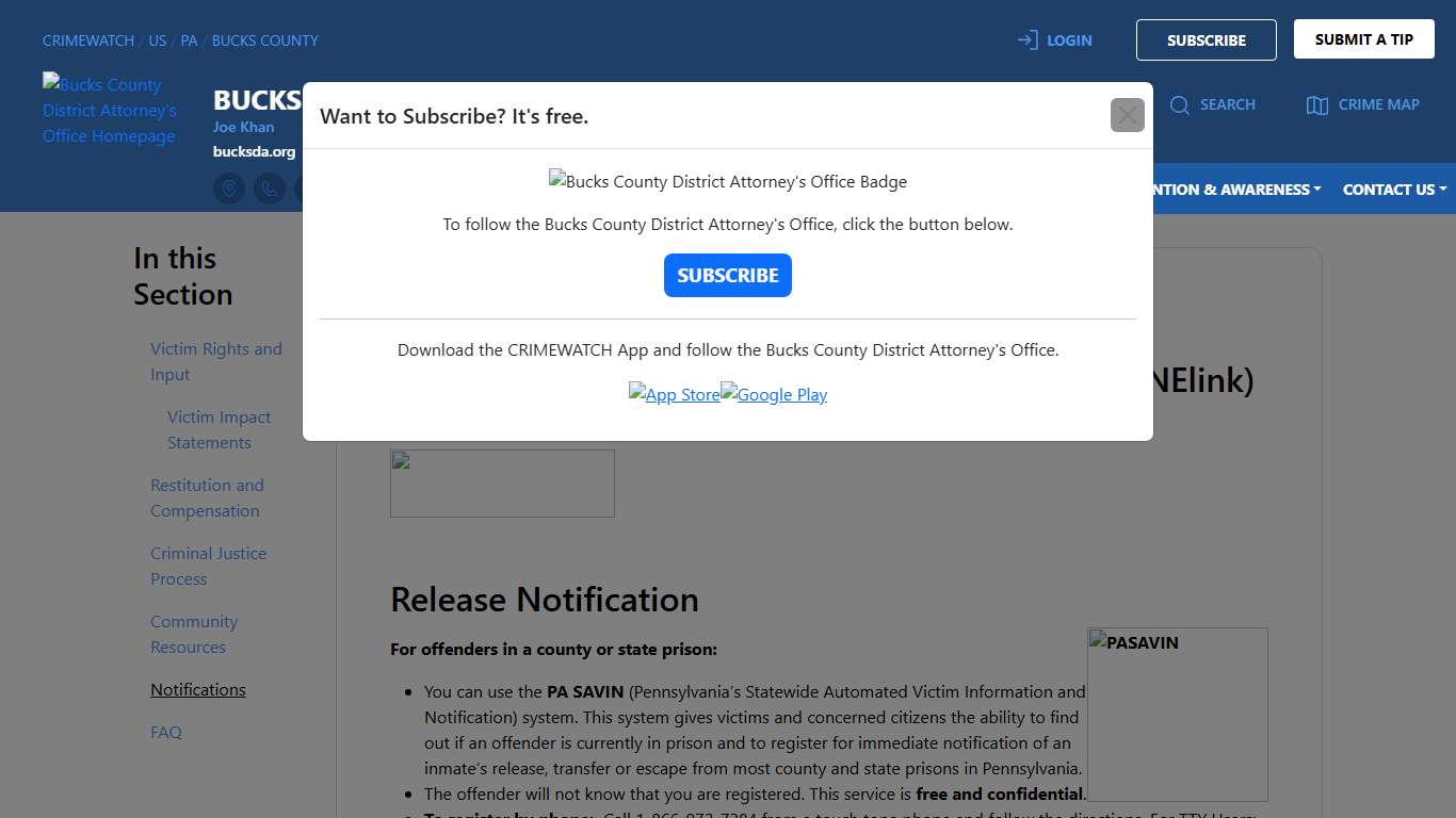 Notifications | Bucks County District Attorney's Office